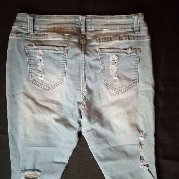 NWOT Track 23 Jeans Women's Blue Skinny Mid Rise Denim Distressed Jean Size 13 - Picture 9 of 9
